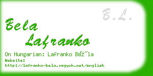 bela lafranko business card